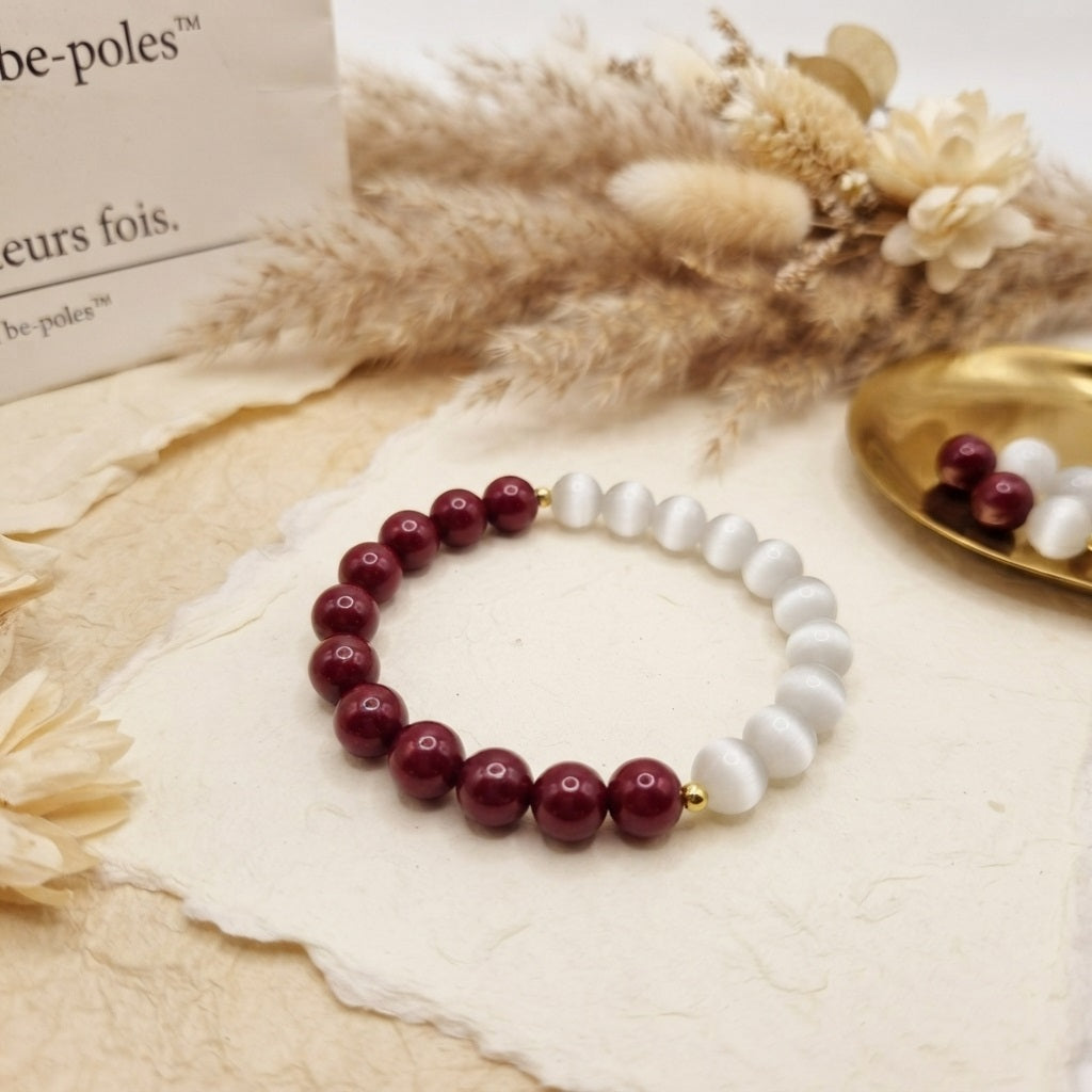 GalaxGrace Cinnabar White Moonlight Cat's Eye Bracelet Zodiac Year Best Gift 2