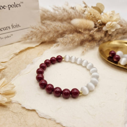 GalaxGrace Cinnabar White Moonlight Cat's Eye Bracelet Zodiac Year Best Gift 2