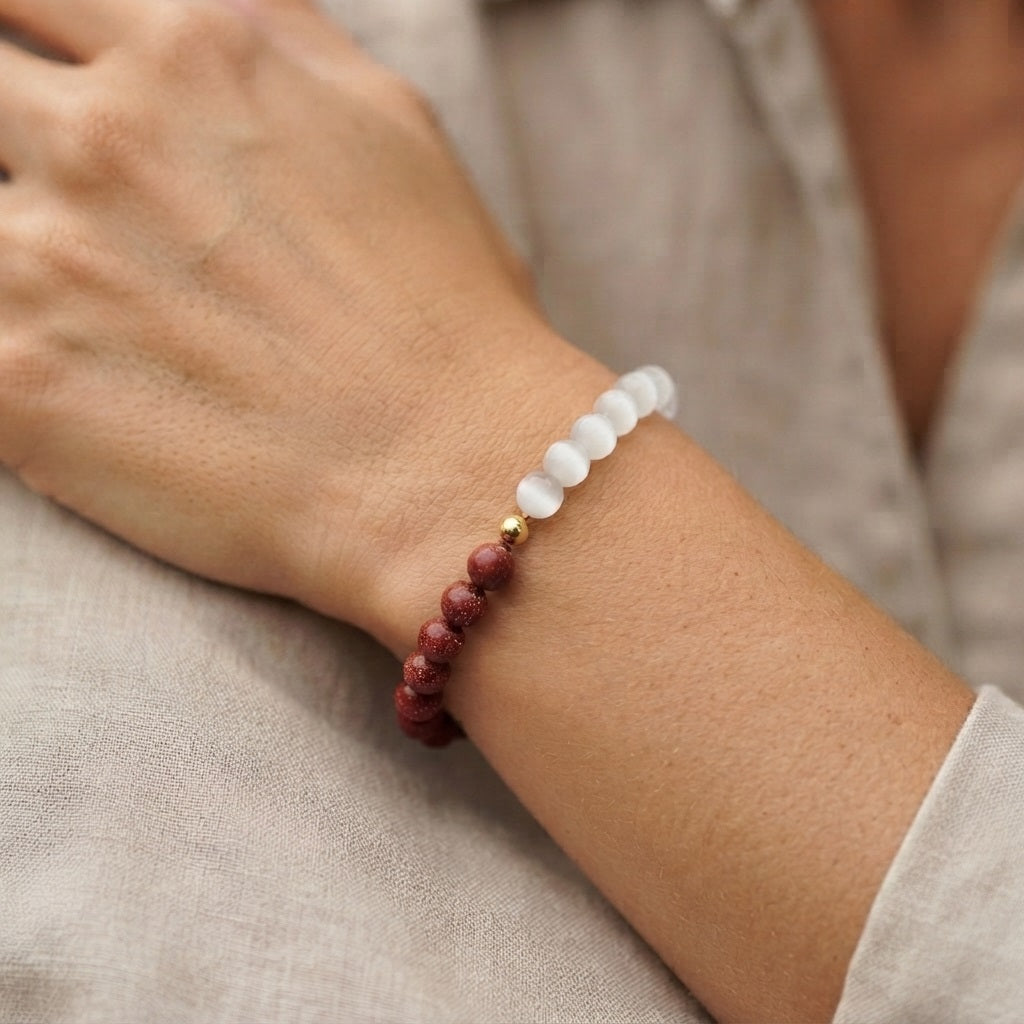 GalaxGrace Cinnabar White Moonlight Cat's Eye Bracelet Zodiac Year Best Gift 5