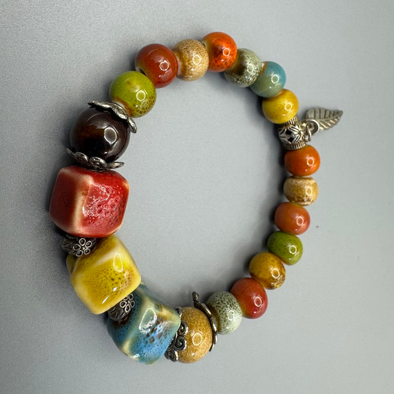 GalaxGrace Colorful Bead Luck and Fortune Porcelain Bracelet Best Gift 5