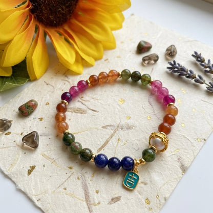 GalaxGrace Colorful Candy-colored Tourmaline Bracelet Best Gift 