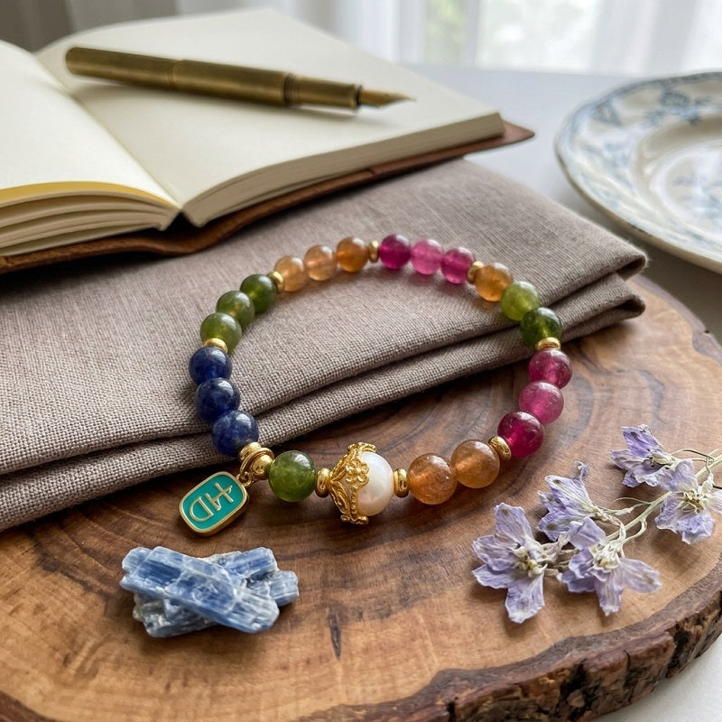 GalaxGrace Colorful Candy-colored Tourmaline Bracelet Best Gift  1