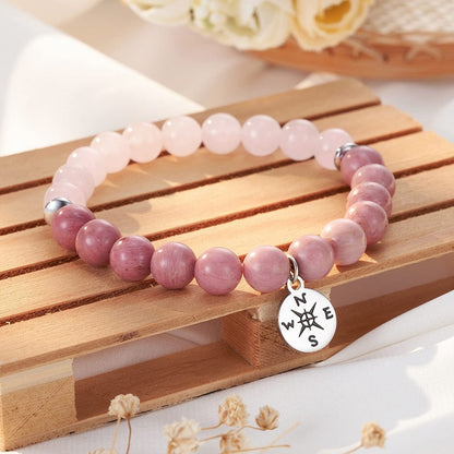 GalaxGrace Compass Rose Quartz Bracelet Best Gift