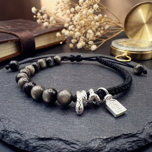 GalaxGrace Crystal Lucky Snake Beaded Bracelet Best Gift