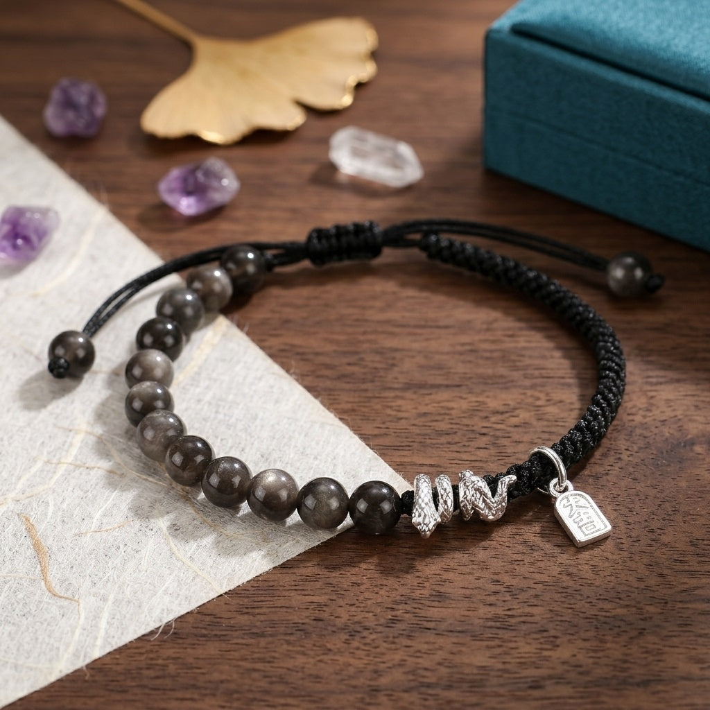 GalaxGrace Crystal Lucky Snake Beaded Bracelet Best Gift 1