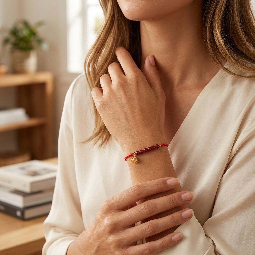 GalaxGrace Drunk Wind Lotus Cinnabar Red String Bracelet Best Gift 5