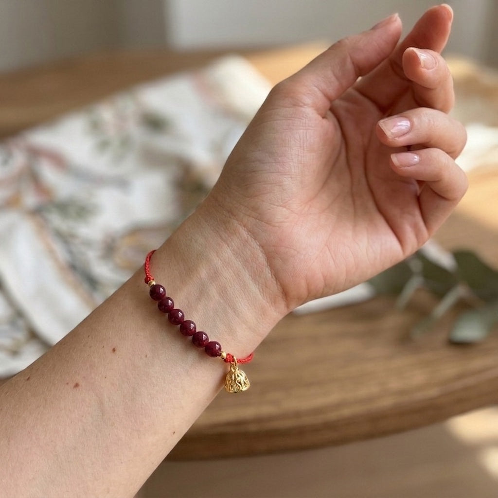 GalaxGrace Drunk Wind Lotus Cinnabar Red String Bracelet Best Gift 7
