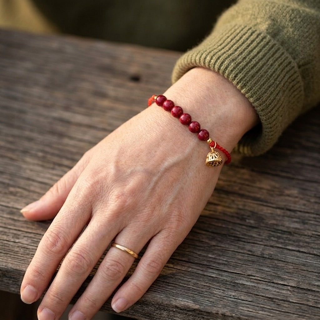 GalaxGrace Drunk Wind Lotus Cinnabar Red String Bracelet Best Gift 8