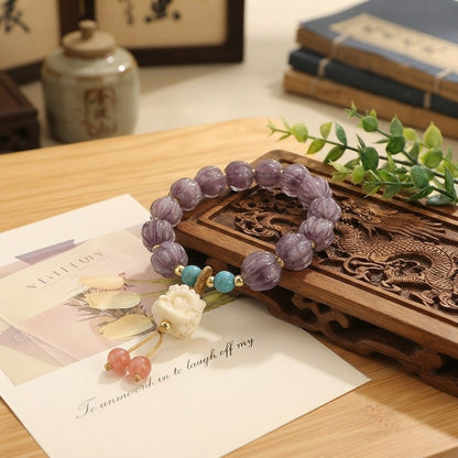 GalaxGrace Dusk Mountain Dancing Lion Glass Lotus Bodhi Bracelet Best Gift 1