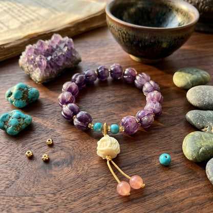 GalaxGrace Dusk Mountain Dancing Lion Glass Lotus Bodhi Bracelet Best Gift 2