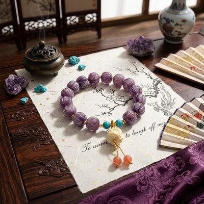 GalaxGrace Dusk Mountain Dancing Lion Glass Lotus Bodhi Bracelet Best Gift 3