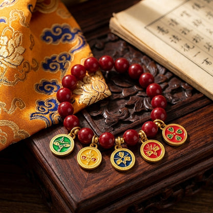 GalaxGrace Five-Way God of Wealth Cinnabar Bracelet Best Gift 1