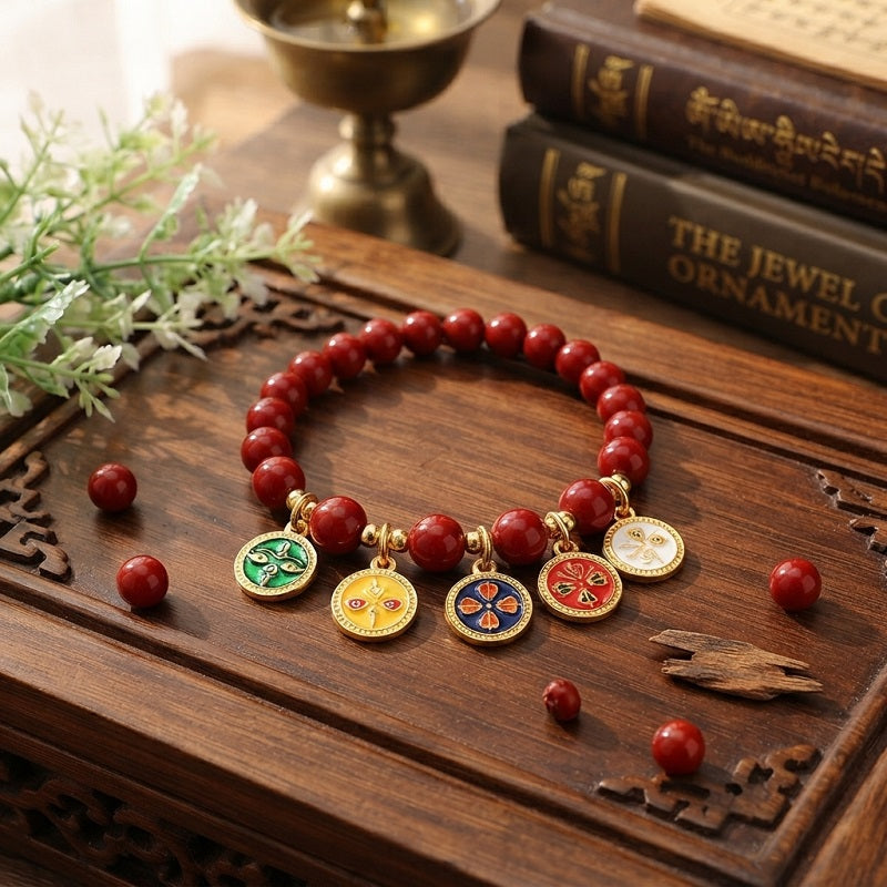 GalaxGrace Five-Way God of Wealth Cinnabar Bracelet Best Gift 2