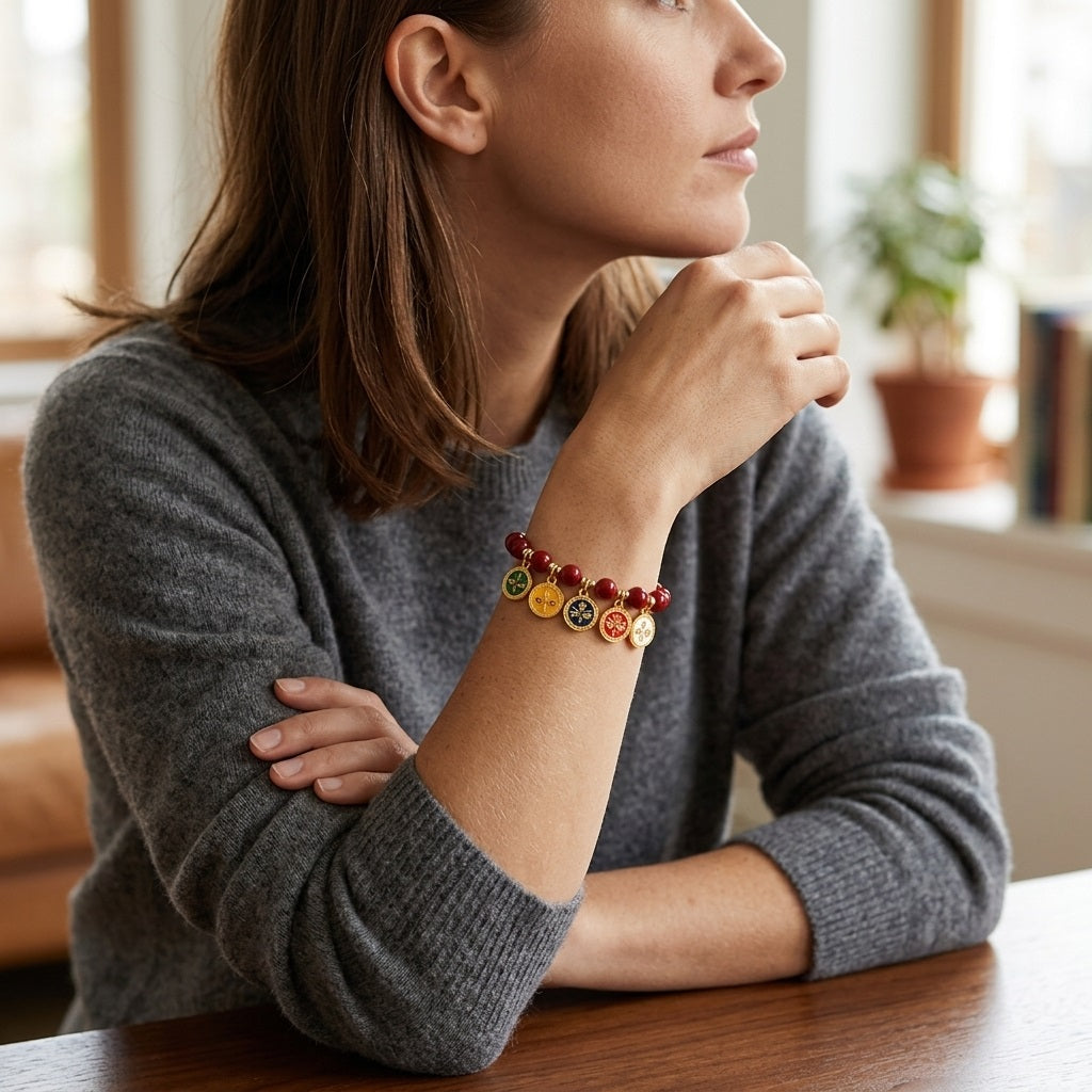GalaxGrace Five-Way God of Wealth Cinnabar Bracelet Best Gift 3