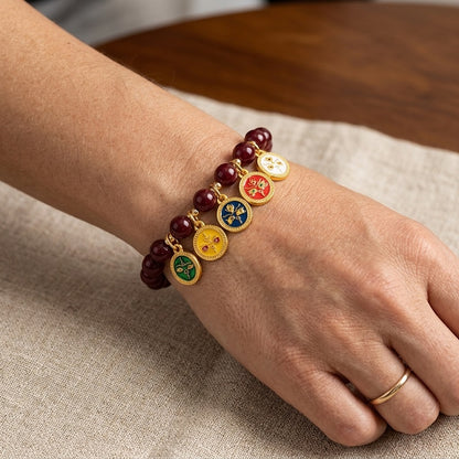 GalaxGrace Five-Way God of Wealth Cinnabar Bracelet Best Gift 5