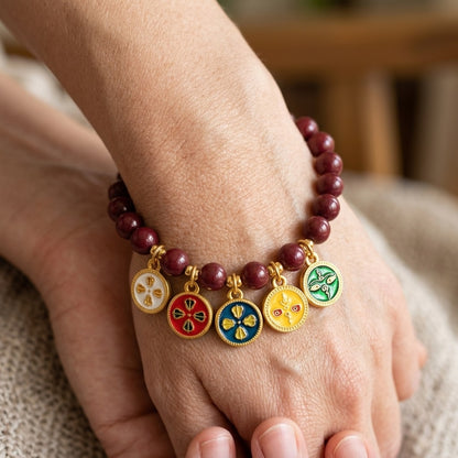 GalaxGrace Five-Way God of Wealth Cinnabar Bracelet Best Gift 6