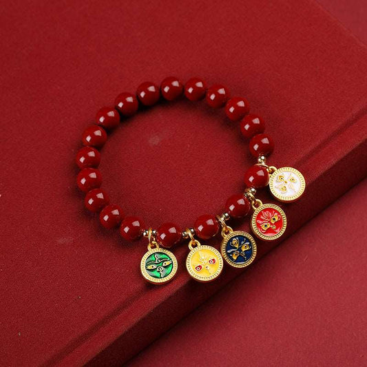 Five-Way God of Wealth Cinnabar Bracelet - GalaxGrace Bestgift
