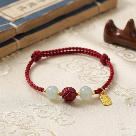 GalaxGrace Fortune Cinnabar Red String Bracelet Zodiac Year Best Gift
