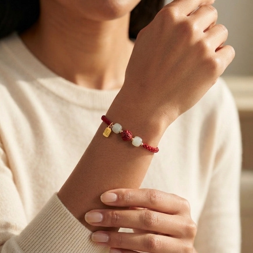 GalaxGrace Fortune Cinnabar Red String Bracelet Zodiac Year Best Gift 2