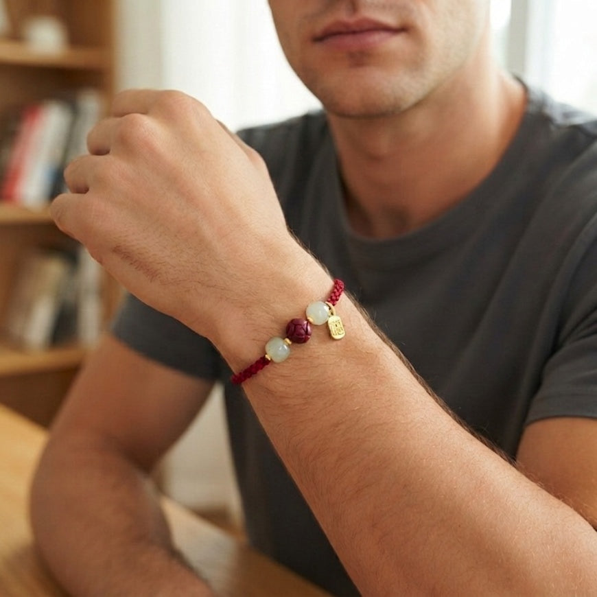 GalaxGrace Fortune Cinnabar Red String Bracelet Zodiac Year Best Gift 3