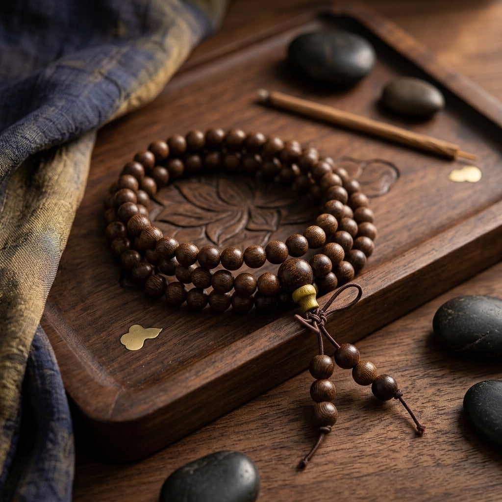 GalaxGrace Golden Sandalwood 108 Buddha Beads Bracelet Best Gift 2