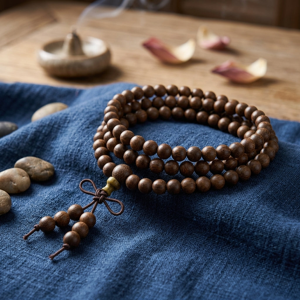 GalaxGrace Golden Sandalwood 108 Buddha Beads Bracelet Best Gift 3