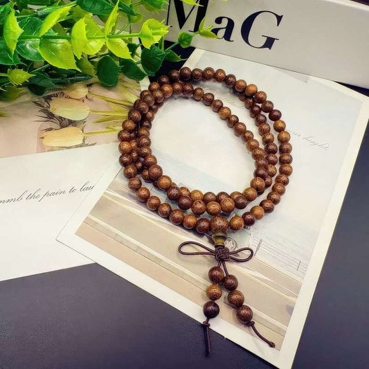GalaxGrace Golden Sandalwood 108 Buddha Beads Bracelet Best Gift
