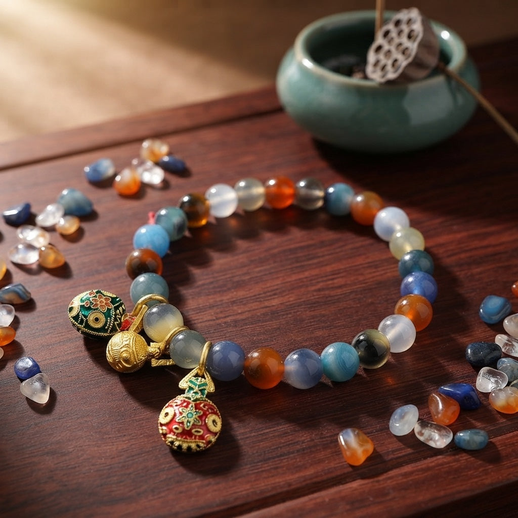 GalaxGrace Great Perfection Gold Swallowing Beast Sugar Heart Agate Bracelet Best Gift 2