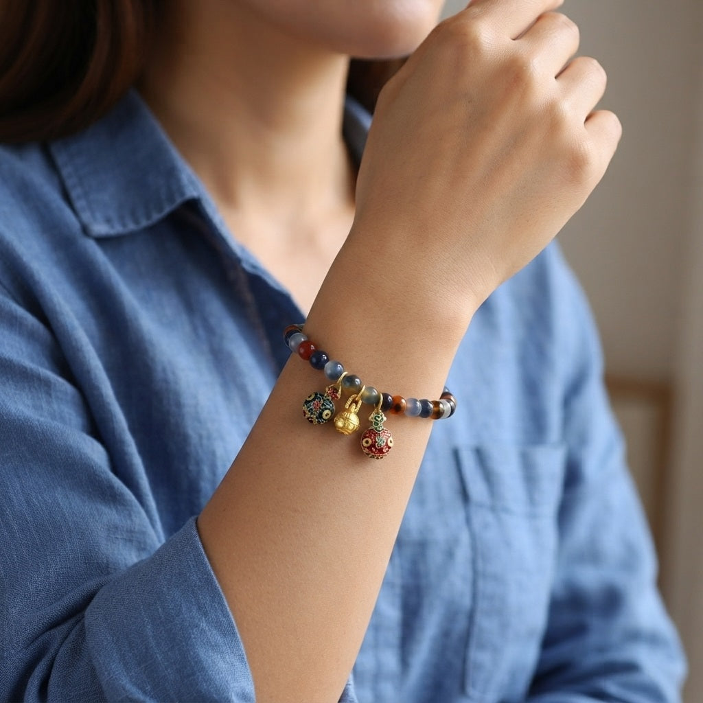 GalaxGrace Great Perfection Gold Swallowing Beast Sugar Heart Agate Bracelet Best Gift 5