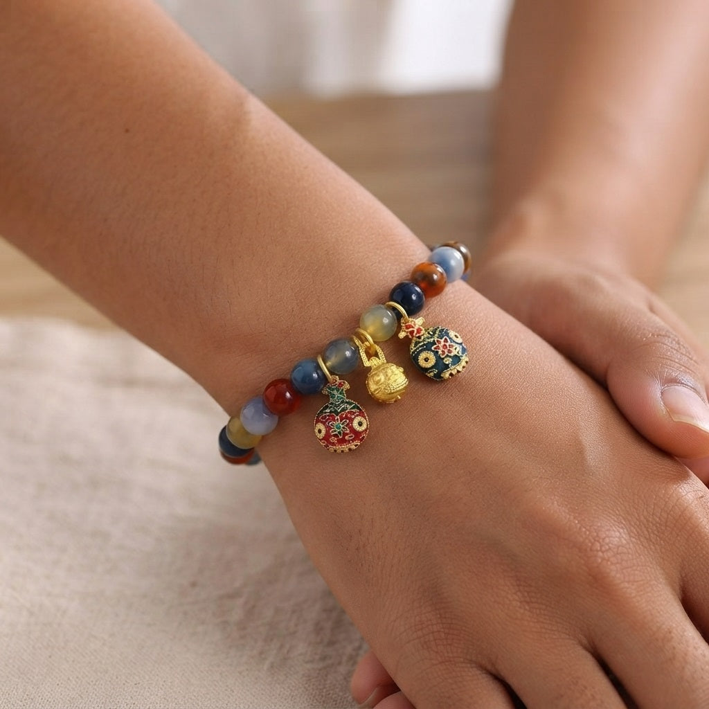 GalaxGrace Great Perfection Gold Swallowing Beast Sugar Heart Agate Bracelet Best Gift 6