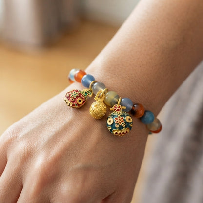 GalaxGrace Great Perfection Gold Swallowing Beast Sugar Heart Agate Bracelet Best Gift 7