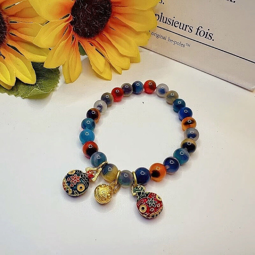 GalaxGrace Great Perfection Gold Swallowing Beast Sugar Heart Agate Bracelet