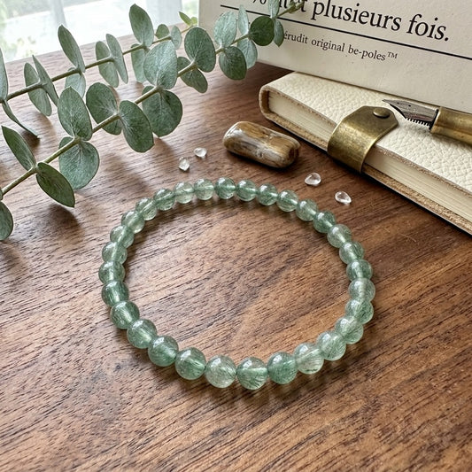GalaxGrace Green Strawberry Crystal Bead Bracelet 6mm Thin Best Gift