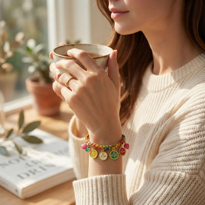 GalaxGrace Hand-woven Peach Blossom Knot Five-way God of Wealth Tibetan Thangka Bracelet Best Gift 4