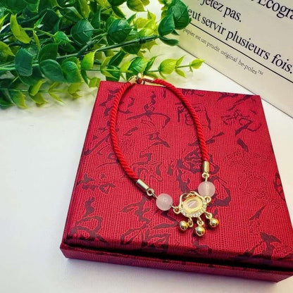 Happy Lock Cat Eye Red String Bracelet - GalaxGrace Bestgift