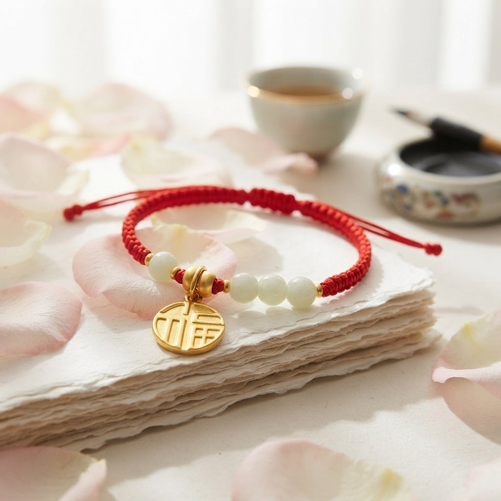 GalaxGrace HeTian Jade Fortune String Bracelet Zodiac Year Best Gift 4