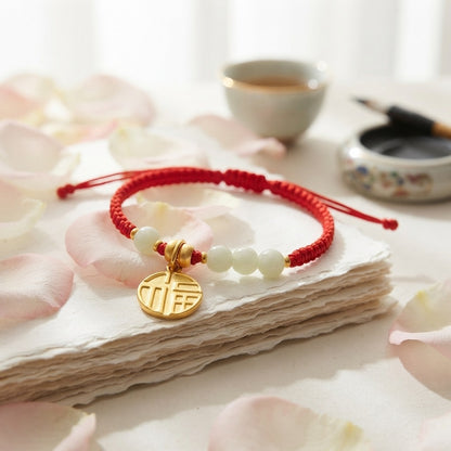 GalaxGrace HeTian Jade Fortune String Bracelet Zodiac Year Best Gift 4