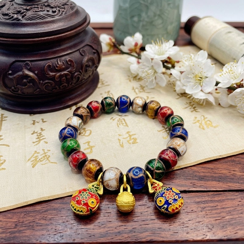 GalaxGrace Incense Ash Glass Copper Gilded Gold Swallowing Beast Bracelet Best Gift 1