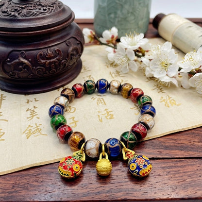 GalaxGrace Incense Ash Glass Copper Gilded Gold Swallowing Beast Bracelet Best Gift 1