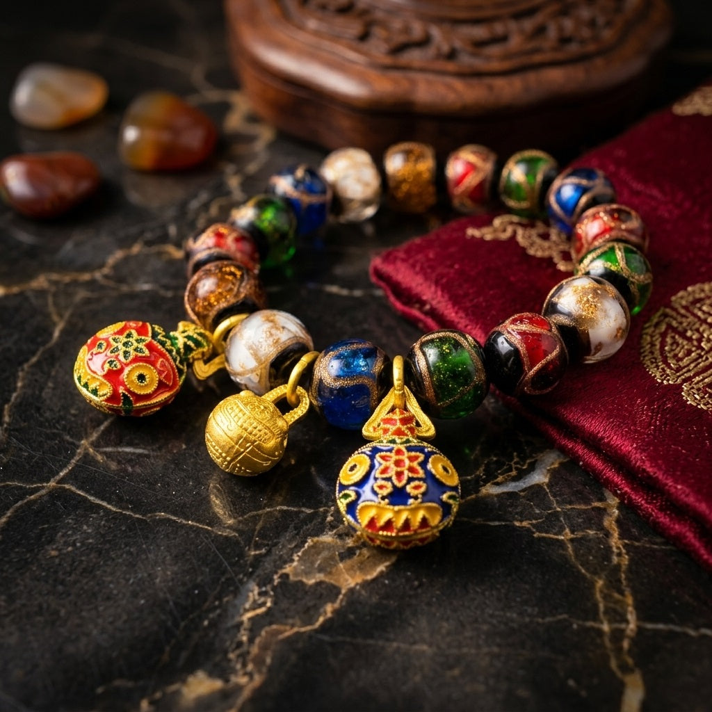 GalaxGrace Incense Ash Glass Copper Gilded Gold Swallowing Beast Bracelet Best Gift 2