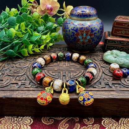 GalaxGrace Incense Ash Glass Copper Gilded Gold Swallowing Beast Bracelet Best Gift 3