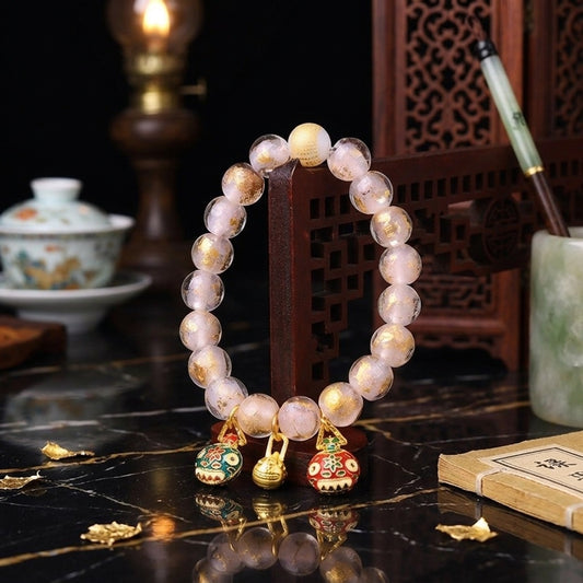 GalaxGrace Incense Ash Glass Gold Leaf Gold Swallowing Beast Bracelet Best Gift