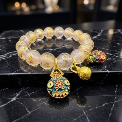 GalaxGrace Incense Ash Glass Gold Leaf Gold Swallowing Beast Bracelet Best Gift 2