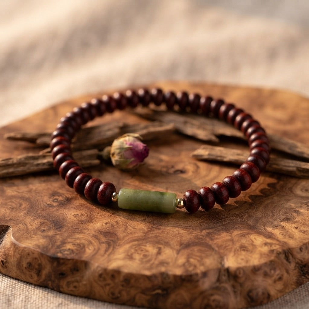 GalaxGrace Indian Small Leaf Rosewood Fine Peridot Jade Bracelet Best Gift