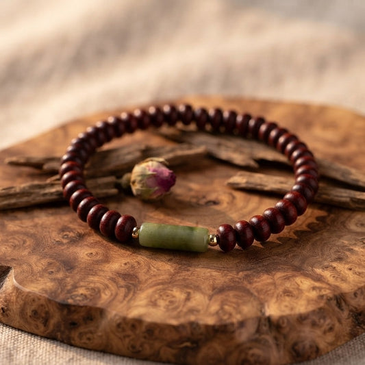 GalaxGrace Indian Small Leaf Rosewood Fine Peridot Jade Bracelet Best Gift