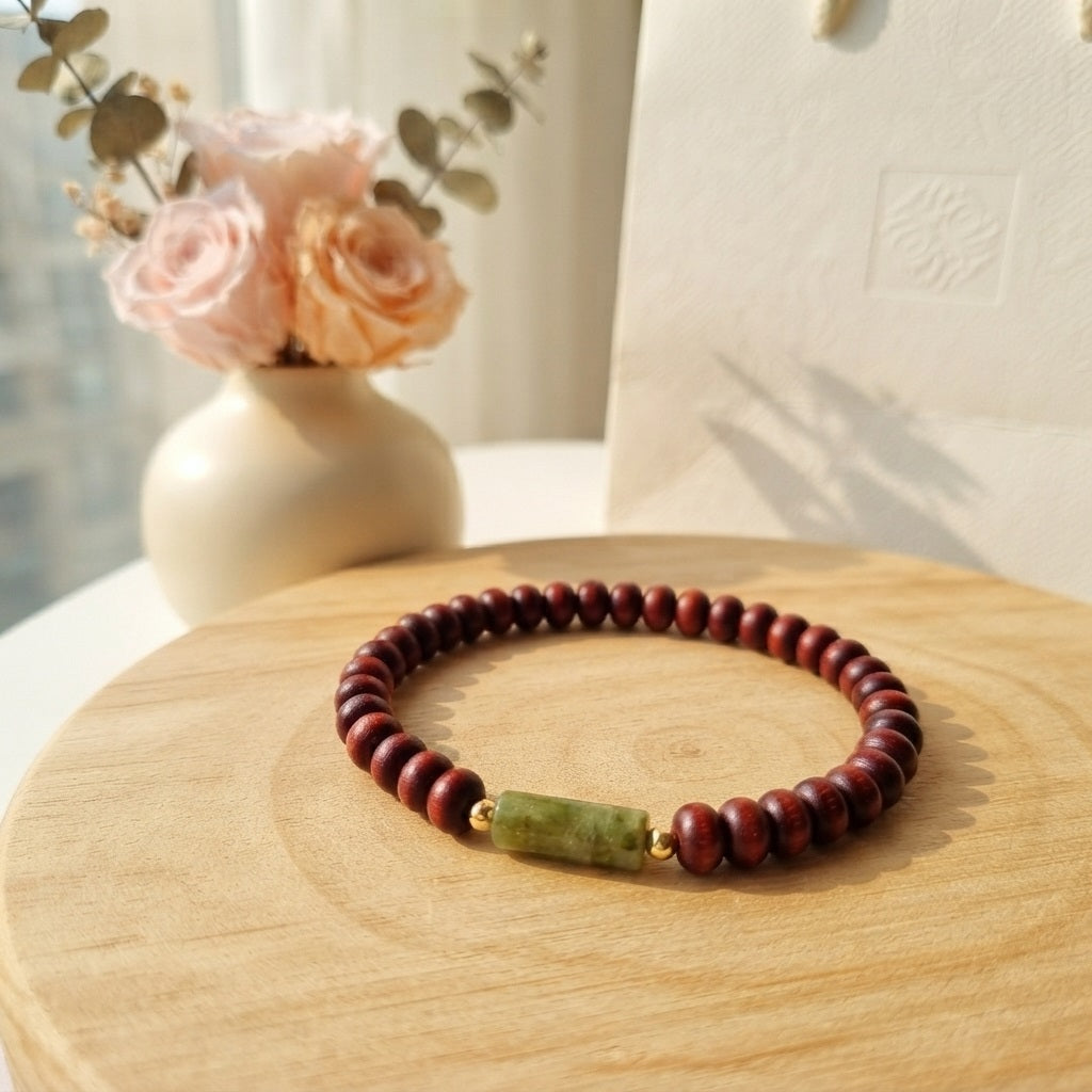 GalaxGrace Indian Small Leaf Rosewood Fine Peridot Jade Bracelet Best Gift 1