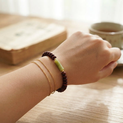 GalaxGrace Indian Small Leaf Rosewood Fine Peridot Jade Bracelet Best Gift 6