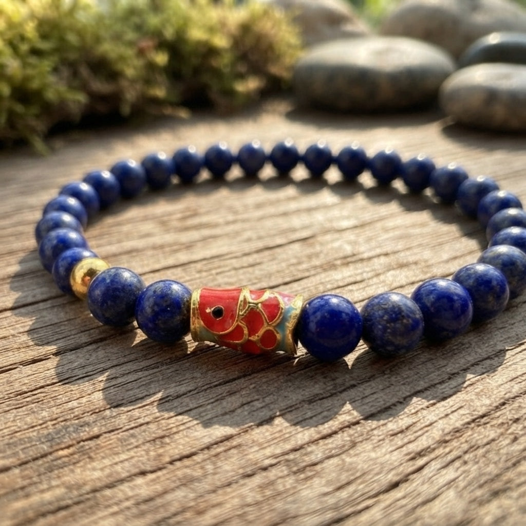 GalaxGrace Lapis Lazuli Ethnic Style Koi Turn Luck Bead Bracelet Best Gift 1