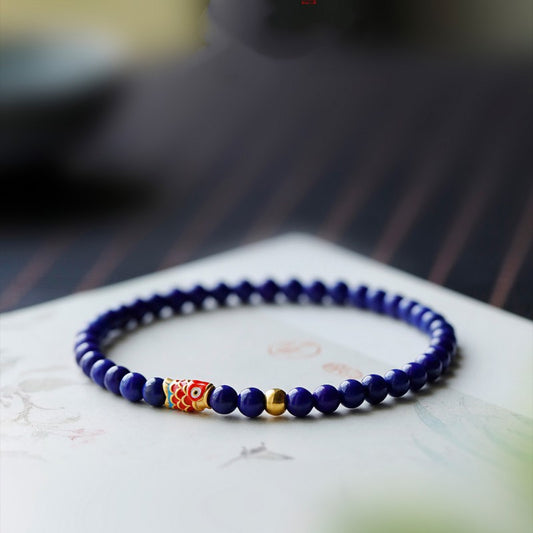 GalaxGrace Lapis Lazuli Ethnic Style Koi Turn Luck Bead Bracelet Best Gift