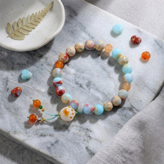GalaxGrace Longevity Mount Stone Charcoal-grilled Cat Claw Pendant Bracelet Best Gift